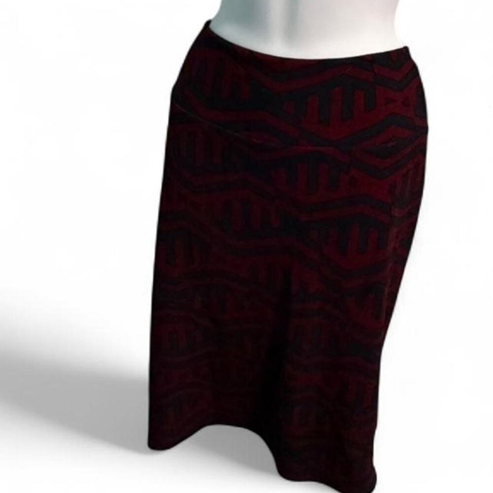 LuLaRoe Cassie Pencil Skirt - Burgundy with Black Geometric Pattern Size XL NWT